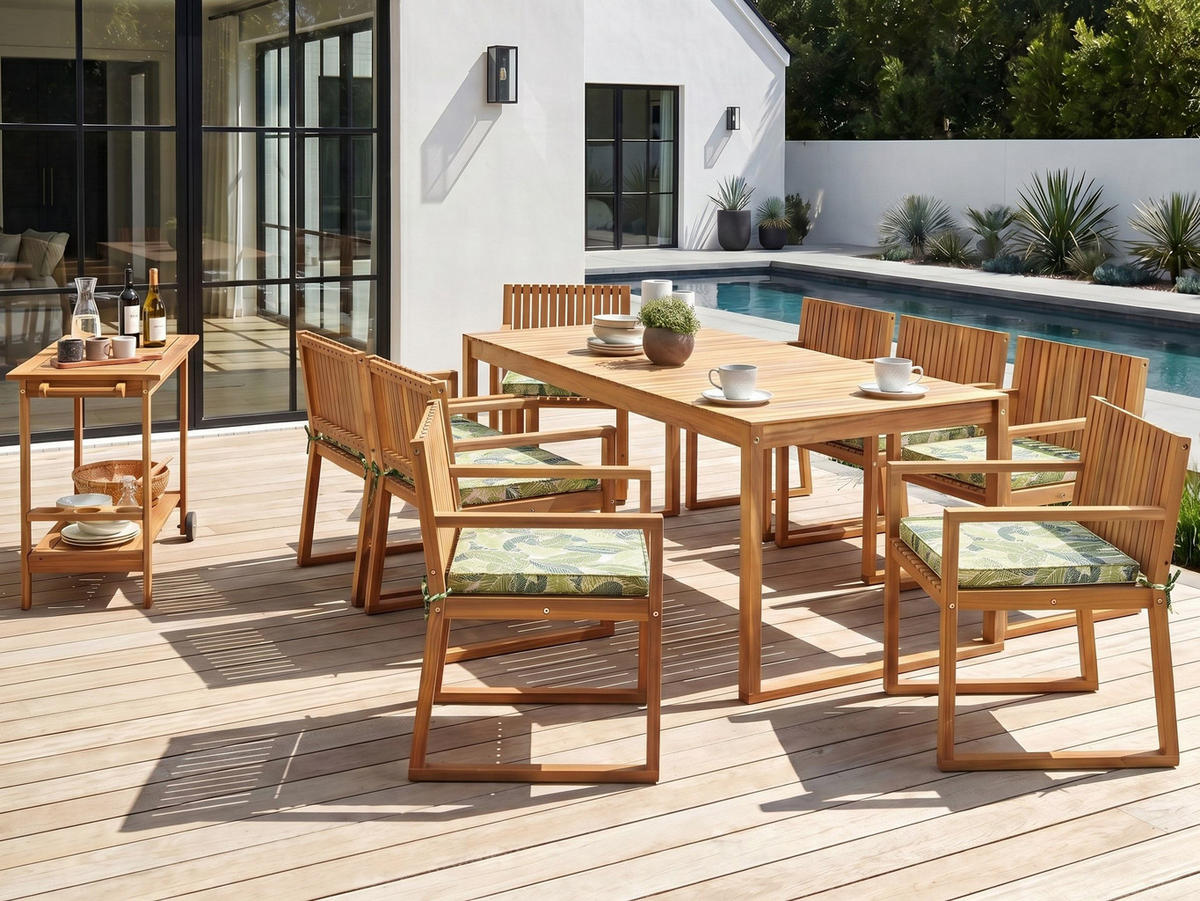 GARTENSTUHLKISSEN 8er-Set Hellgrün 46/46 cm Sassari - Beige/Hellgrün, Textil (46/5/46cm) - Beliani