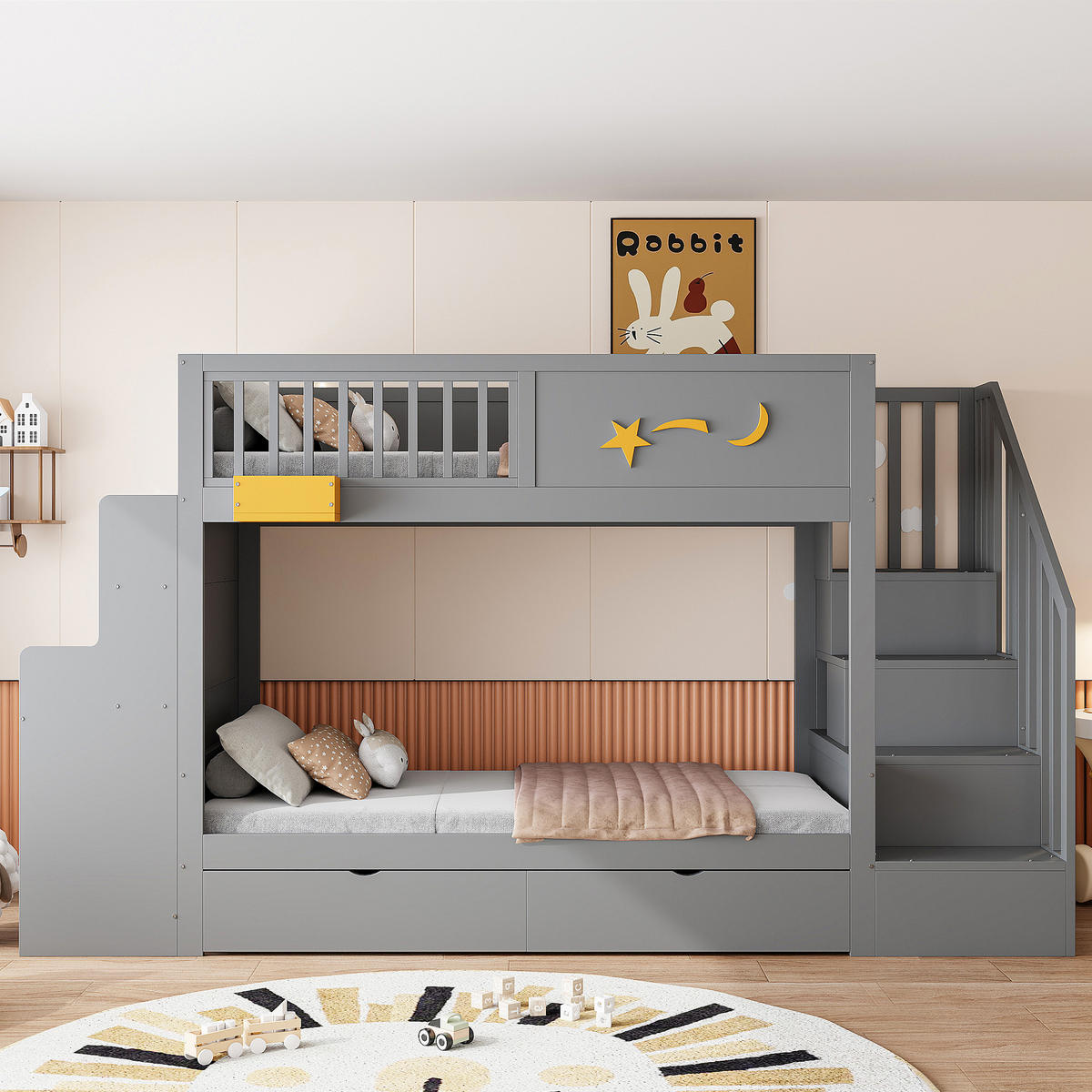 ETAGENBETT 90/200 cm Grau - Grau, Holz - Raumix