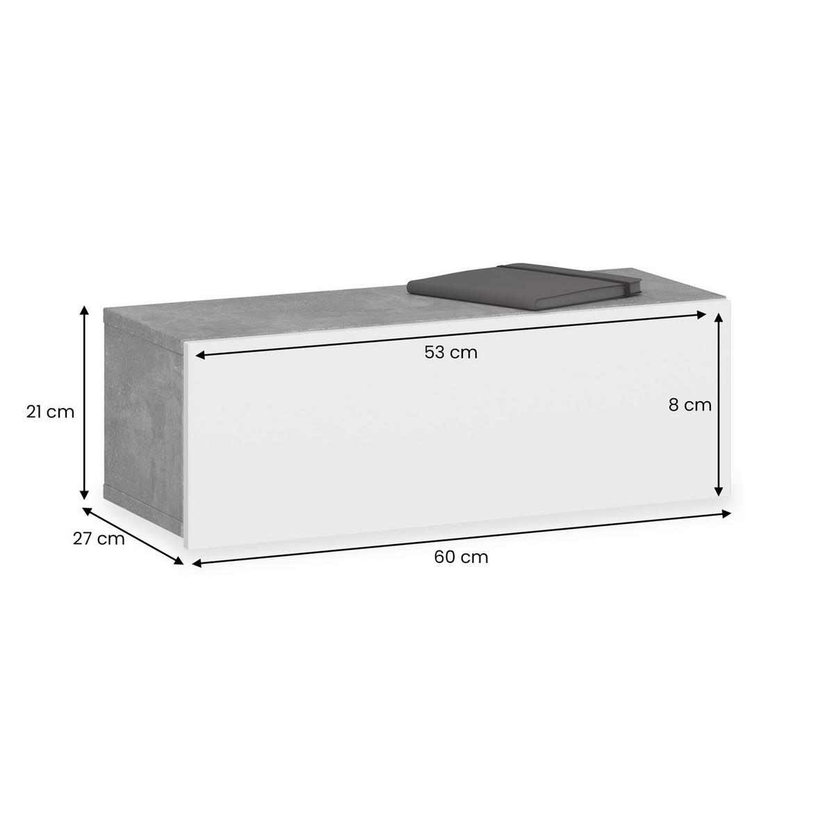 HÄNGENDER NACHTTISCH NANI - Weiß/Grau, Holzwerkstoff (60/21/27cm) - IDIMEX