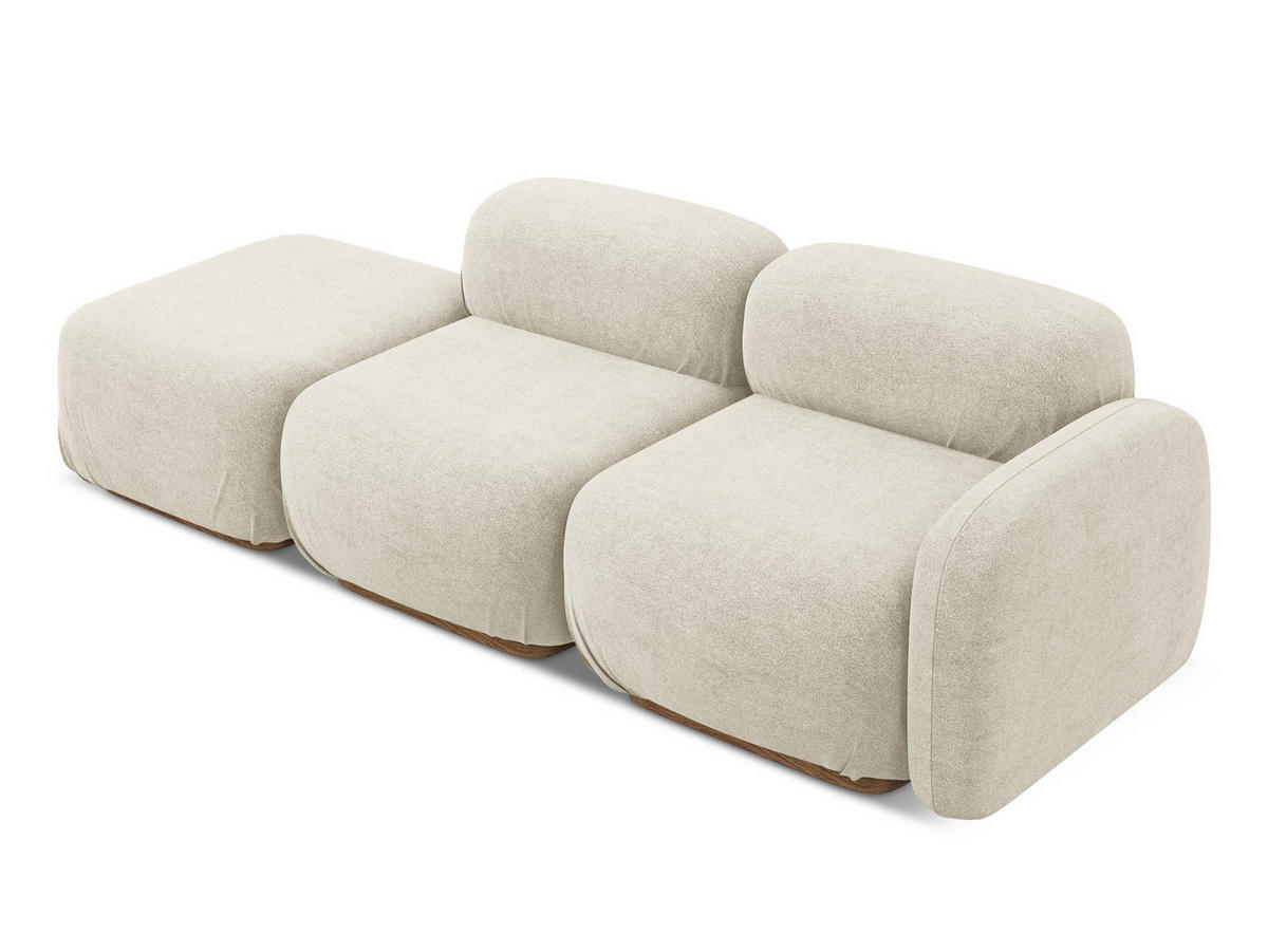 3-SITZER SOFA Links Bouclé Stoff Blau - Blau/Blaugrau, Holz/Textil (95/73/258cm) - Makamii