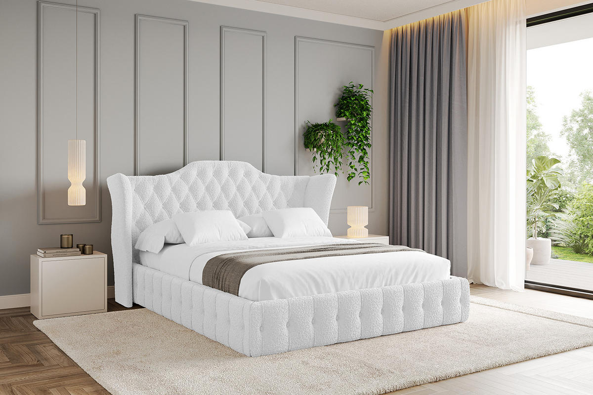 POLSTERBETT mit Bettkasten und Lattenrost, Boxbett ohne Matratze - MODY 180x200 Weiß - Weiß, Holzwerkstoff/Textil (180/200cm) - ALTDECOR