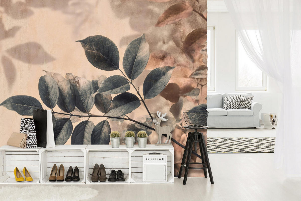 FOTOTAPETE Blätter Abstrakt Beige 250x175 cm - Multicolor, Papier (250/175cm) - Wallarena