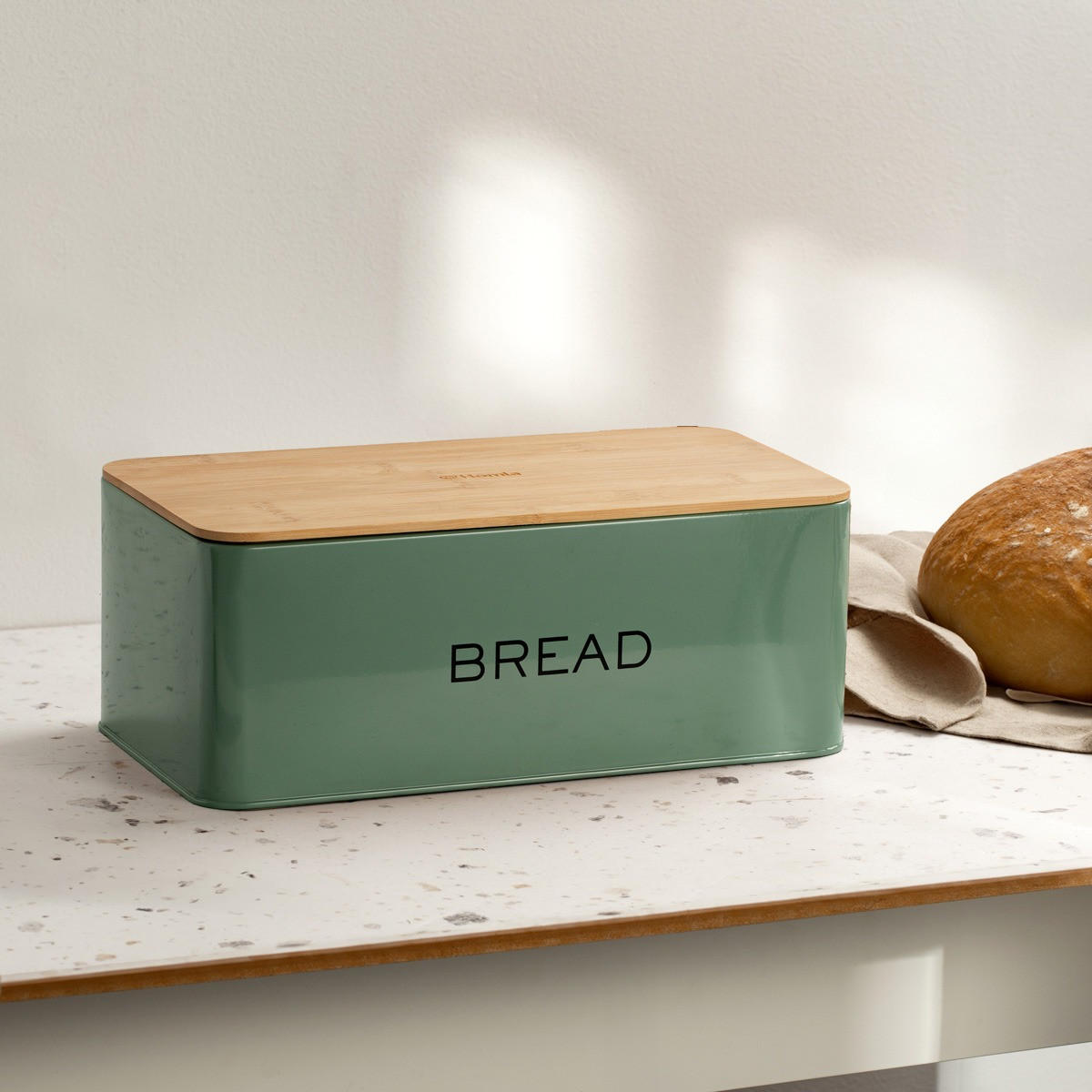 BROTKASTEN Kine Pistazie 30/18 cm - Grün, Metall (18/12/30cm) - Homla