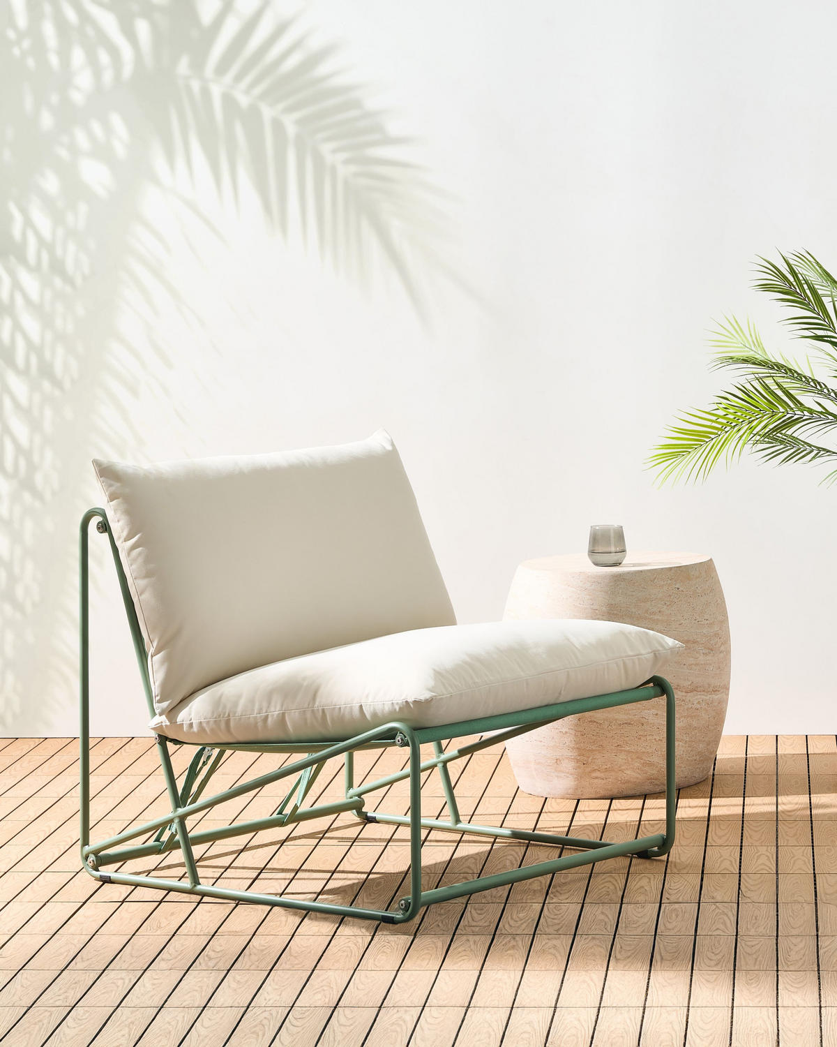 GARTENSTUHL Hellbeige Pico - Beige/Grün, Metall (80/88/88cm) - Beliani