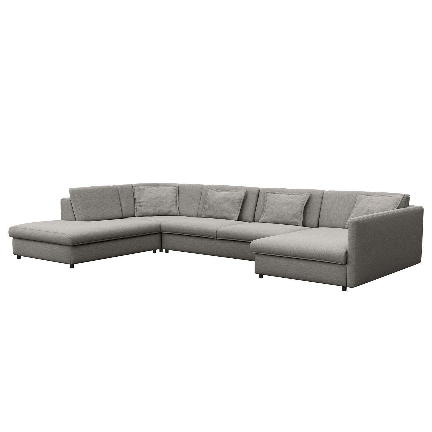 WOHNLANDSCHAFT - Schwarz/Grau, Kunststoff/Textil (431/84/272cm) - home24