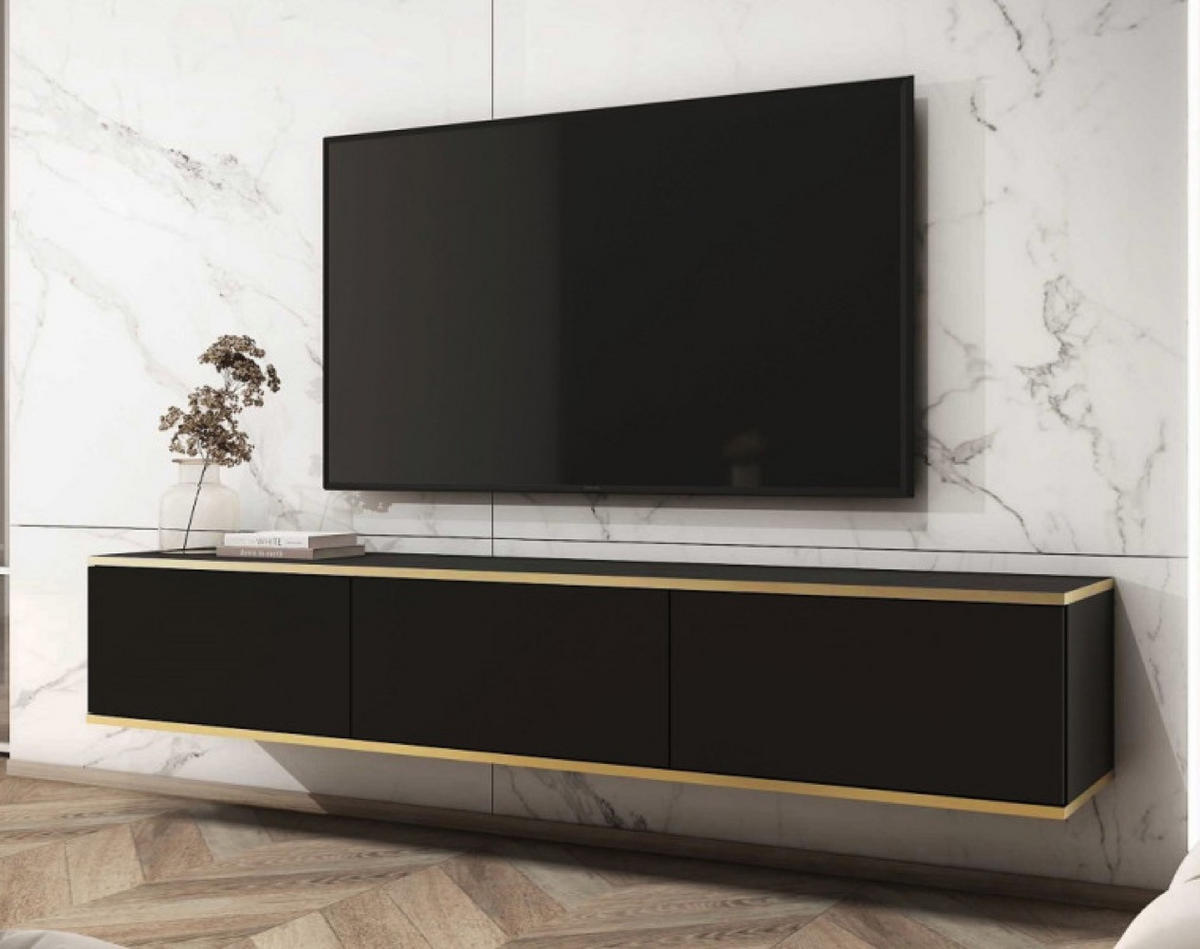 TV-LOWBOARD Schwarz POLO Hängend 175 cm - Schwarz, Holzwerkstoff (175/30/32cm) - Sepro Meble