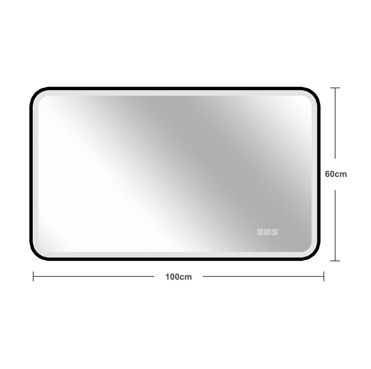 WANDSPIEGEL 100/4/60 cm schwarz aus Aluminium, Glas und Metall mit Anti-Beschlag, dimmbar - Schwarz, Metall (60/4/100cm) - OKWISH