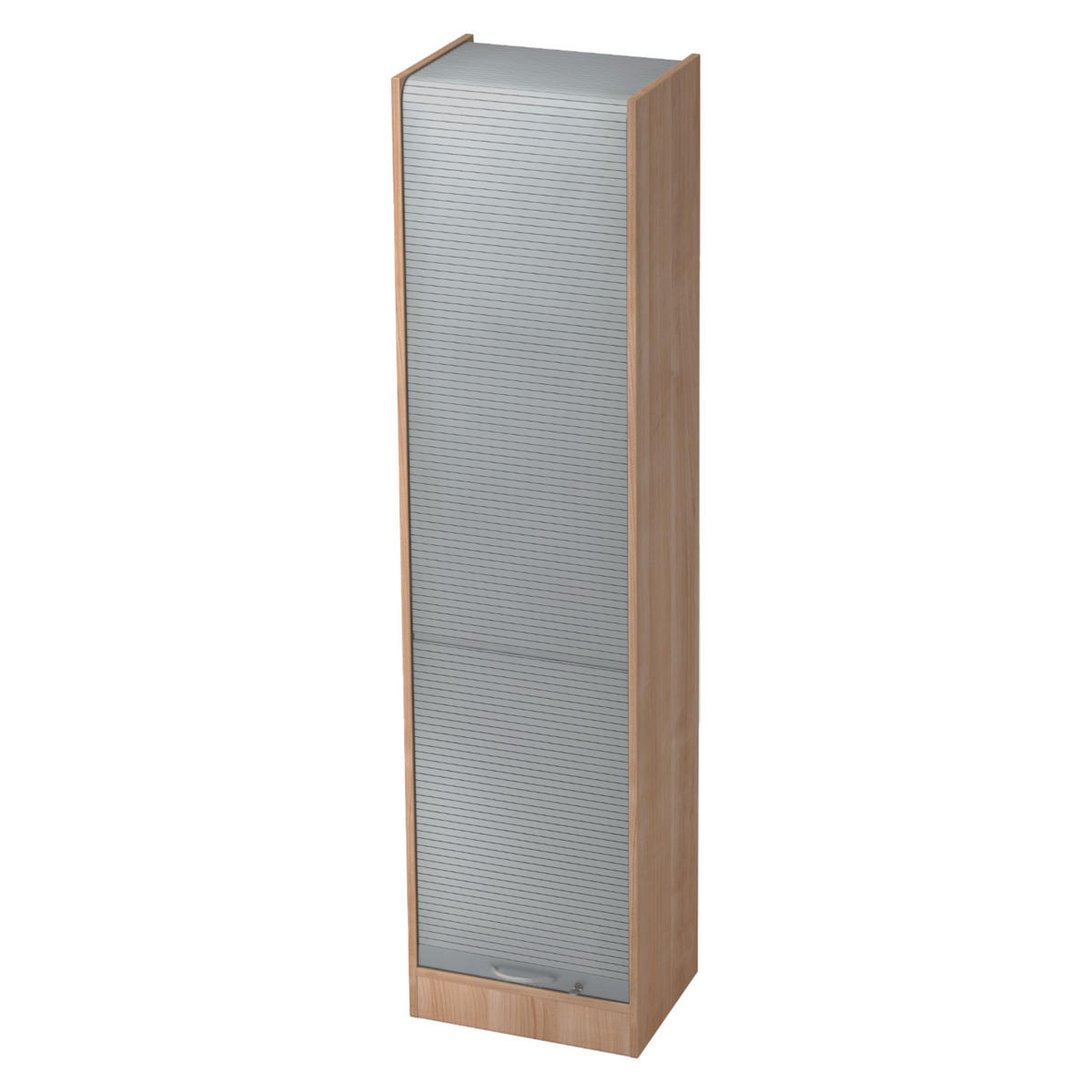 ROLLLADENSCHRANK - 5 Ordnerhöhen 40/50/200,4 cm in Nussbaumfarben/Silberfarben Bogengriff (Metall) - Silberfarben/Nussbaumfarben, Holzwerkstoff (50/200.4/40cm) - bümö