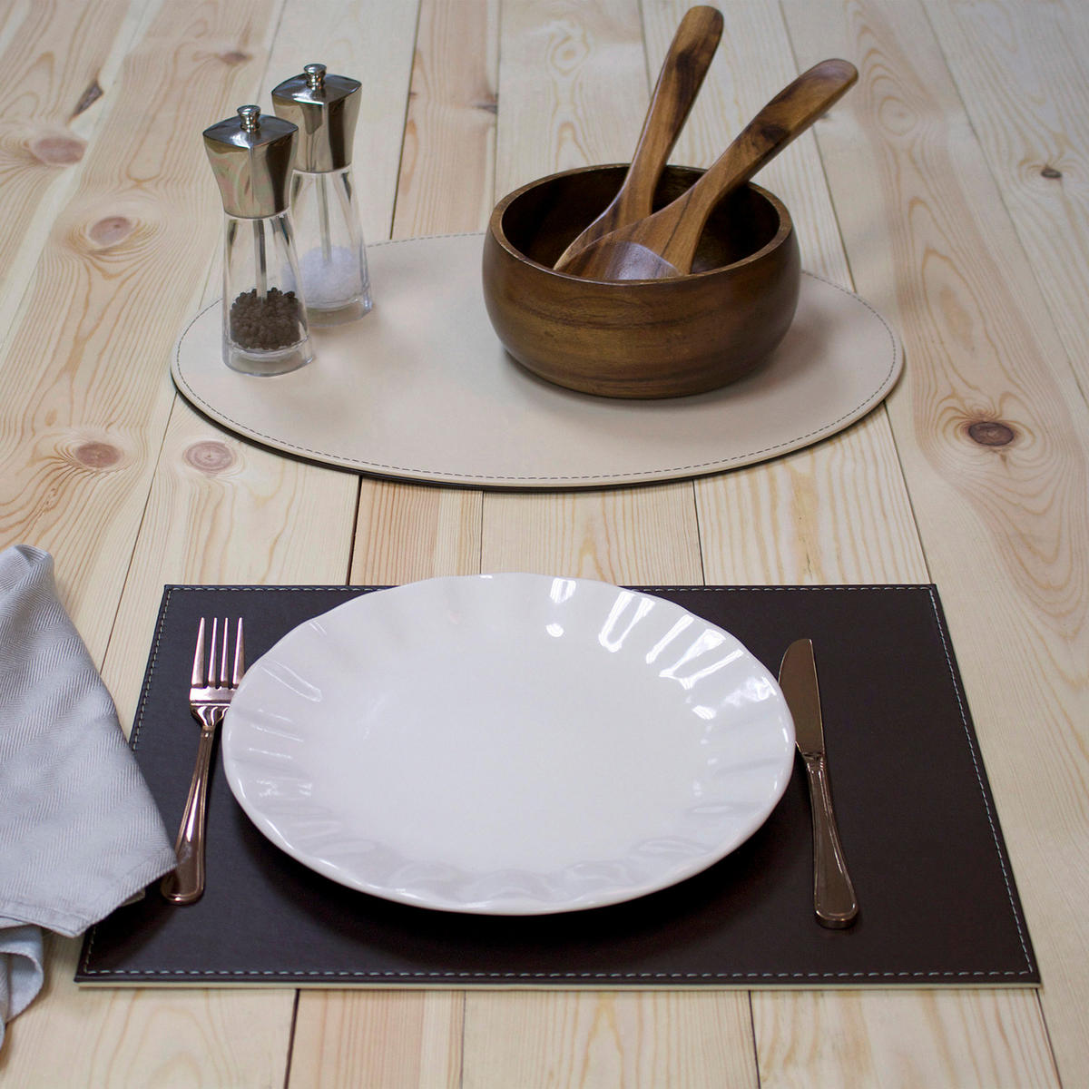 PLATZSET 40 x 30cm schokobraun / creme - Braun, Textil (40/30/0.5cm) - Freeform