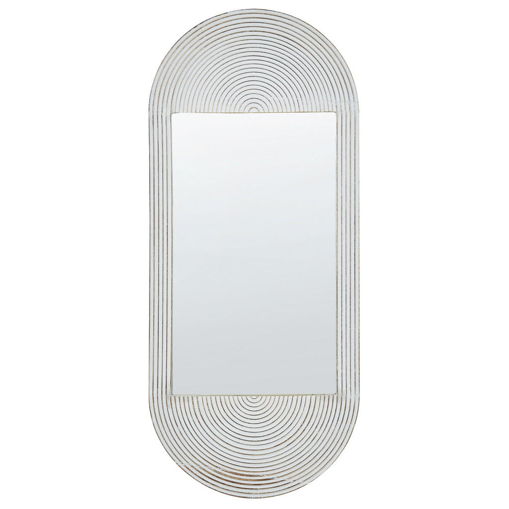 OGLINDĂ DE PERETE lemn de mango albă ovală 56/130 cm Briant