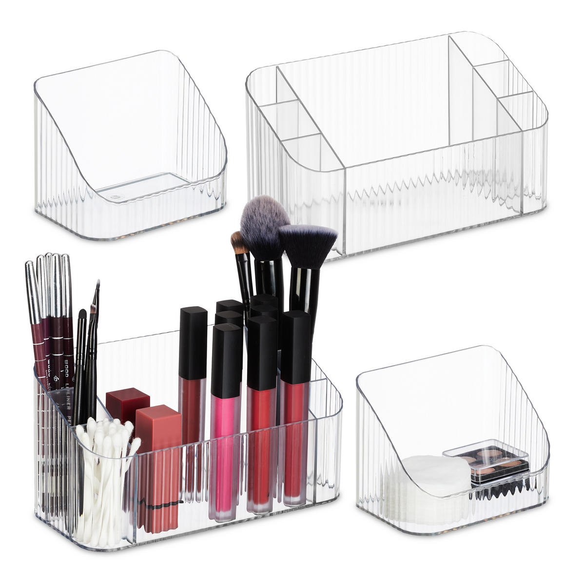 2xKOSMETIK-ORGANIZER - Transparent, Kunststoff (20.5/10.5/9.5cm) - Relaxdays