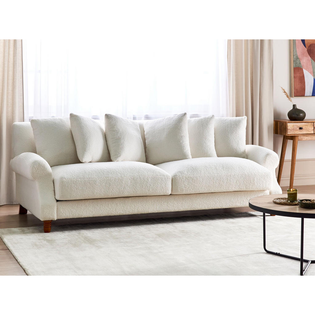 Thumbnail - Beliani 3-Sitzer-Sofa, Weiß, Dunkelbraun, Textil, 229x82x102 cm, Wohnzimmer, Sofas & Couches, Sofas, 3-Sitzer Sofas