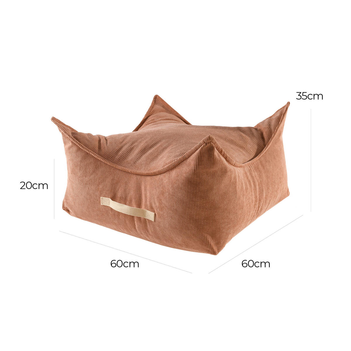 SITZPOUF für Kinder, Quadratisch, Kord, Ziegel - Orange, Textil (60/35/60cm) - MeowBaby