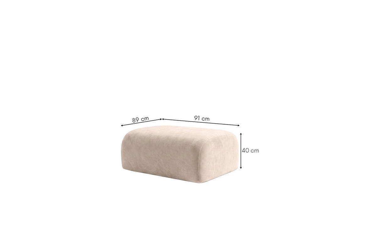 HOCKER, Sitzhocker, Velvet-Stoff Bluvel, Creme, GRETA - Creme, Holz (91/40/89cm) - Kaiser Möbel