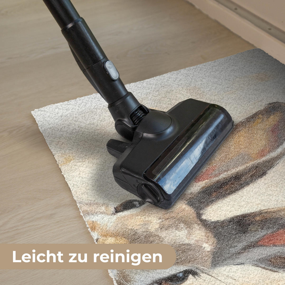 FUSSMATTE Hase - Ohren - Braun 90x60 cm - Beige, Kunststoff (60/90cm) - MuchoWow
