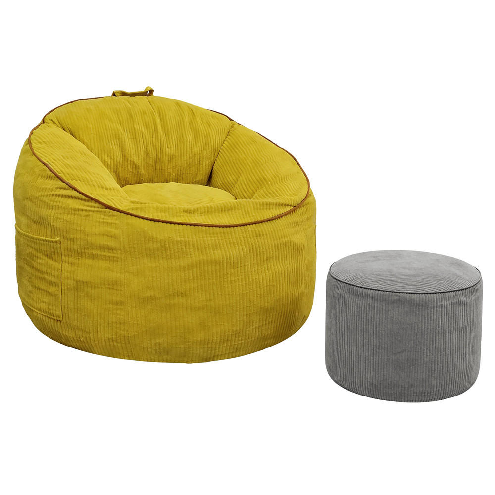 SITZSACK 103 x 95 x 80 cm mit Fußhocker - Gelb, Textil (95/35.5/103cm) - Raelunyi