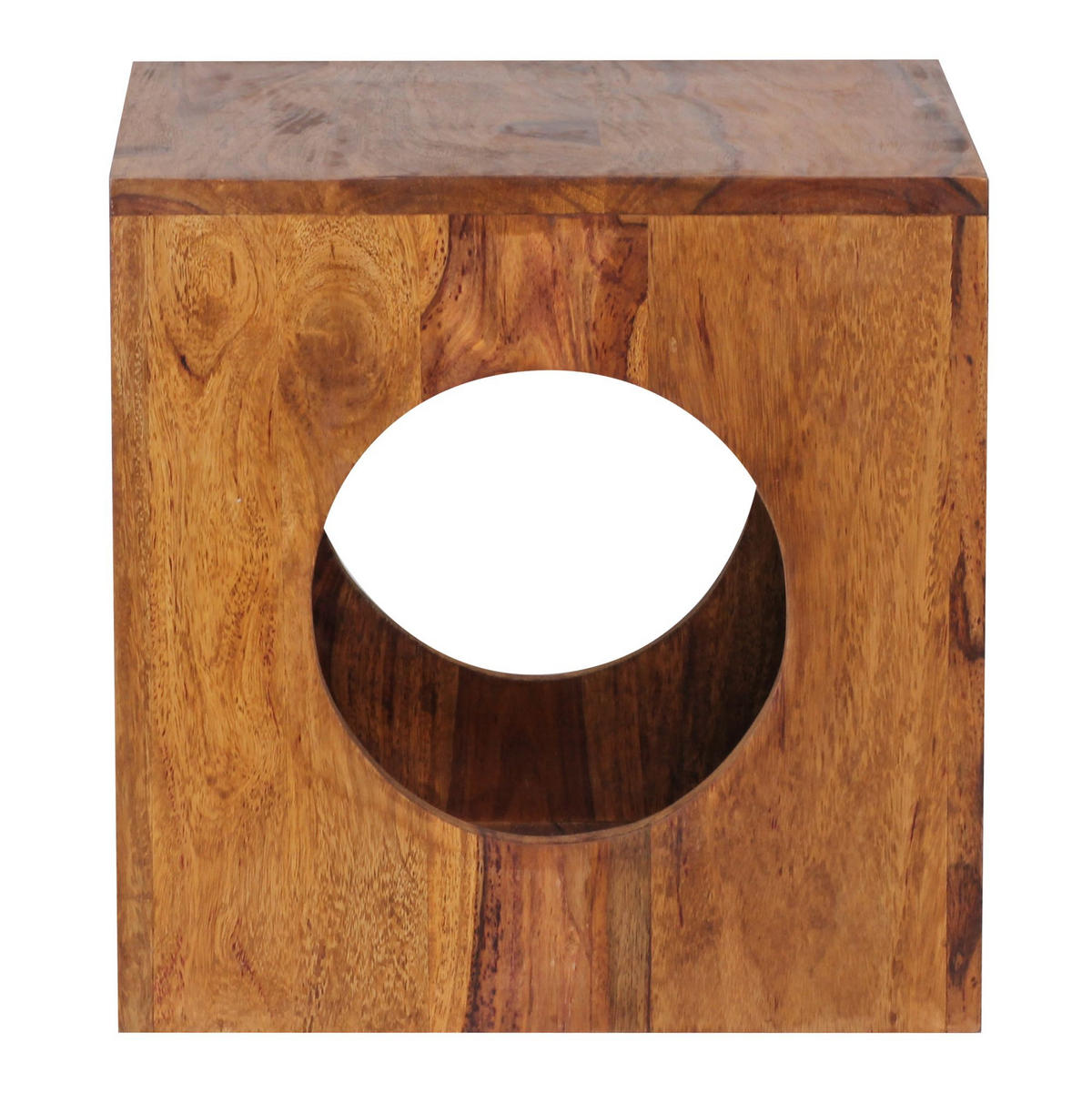 BEISTELLTISCH – Massivholz quadratisch Cube Design mit Stauraum handgefertigt - Braun, Holz (35/35/35cm) - KADIMA DESIGN