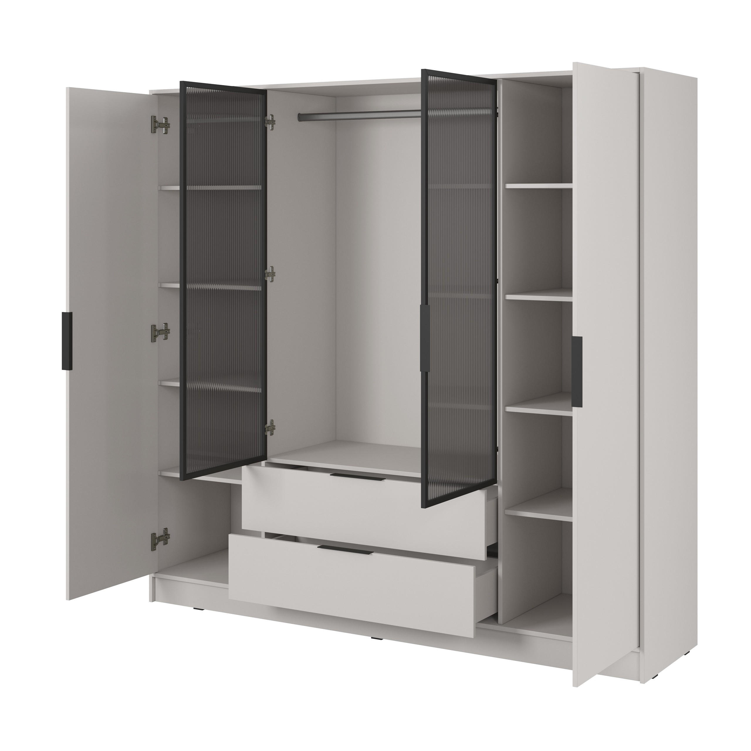 DREHTÜRENSCHRANK CATERINA 206/200/51 cm 4-türig Kaschmir - Kaschmir, Holzwerkstoff (206/200/51cm) - MASSENO