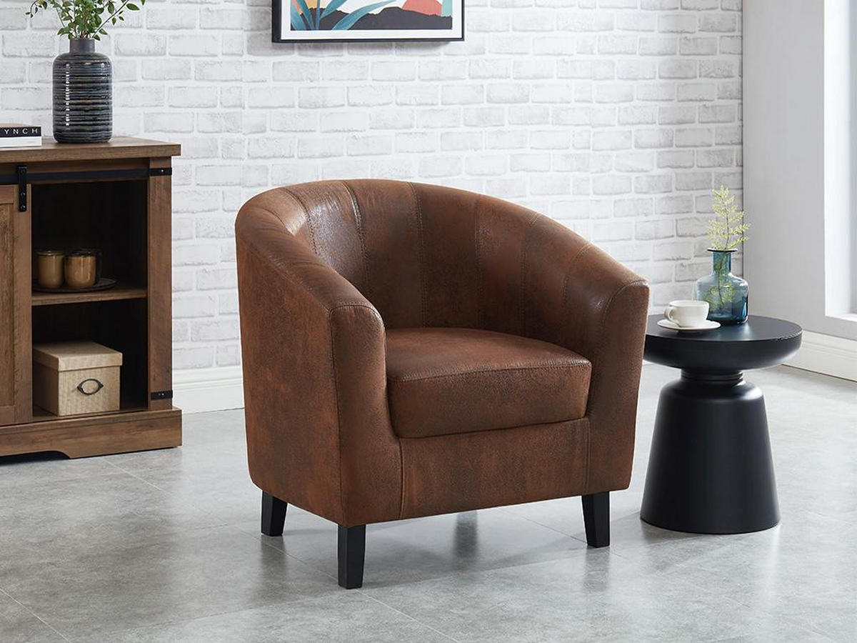 LOUNGE-SESSEL - Microfaser - Braun - CRISTOBAL II - Braun, Textil (71/76/78cm) - Vente-Unique