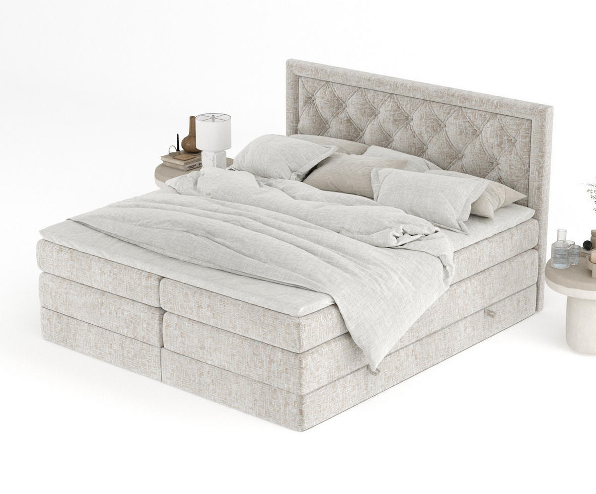 BOXSPRINGBETT Aurelia Beige 180/200 cm - Beige/Schwarz, Holz/Holzwerkstoff (180/200cm) - Maison de Reve