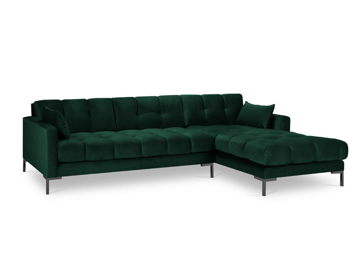 ECKSOFA rechts Mamaia aus Samt flaschengrün 5 Sitzplätze - Grün, Textil (185/293cm) - Micadoni