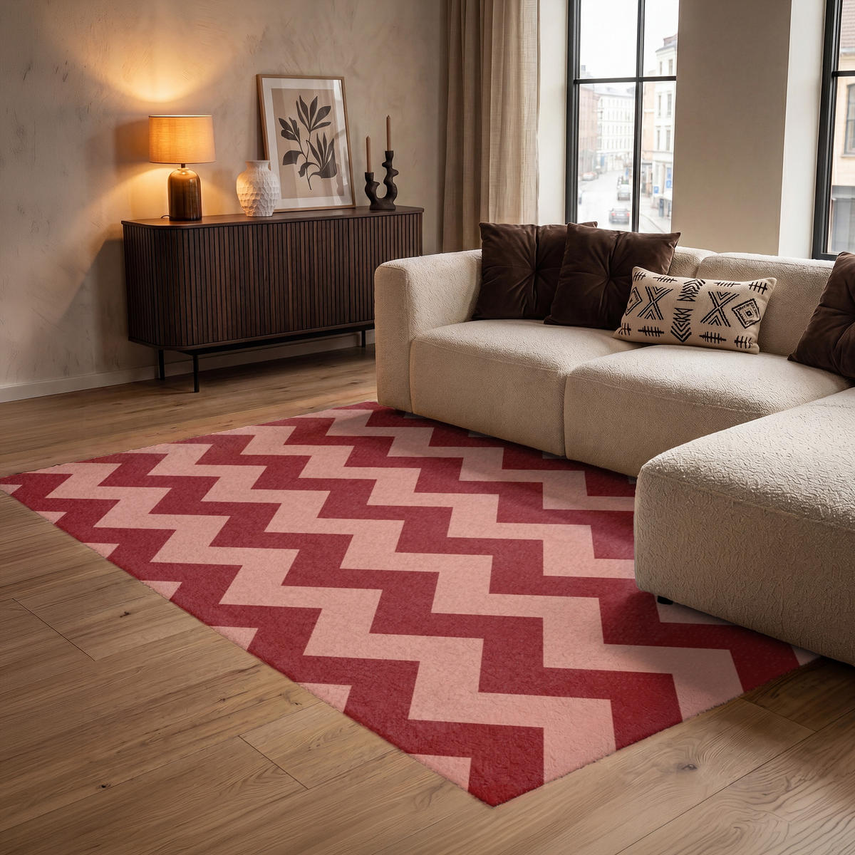 KOBERCE - Cikcak - Pruhy - Vzor - Červená - 140x200 cm - červená, textil/plast (140/0.4cm) - OnlyWow