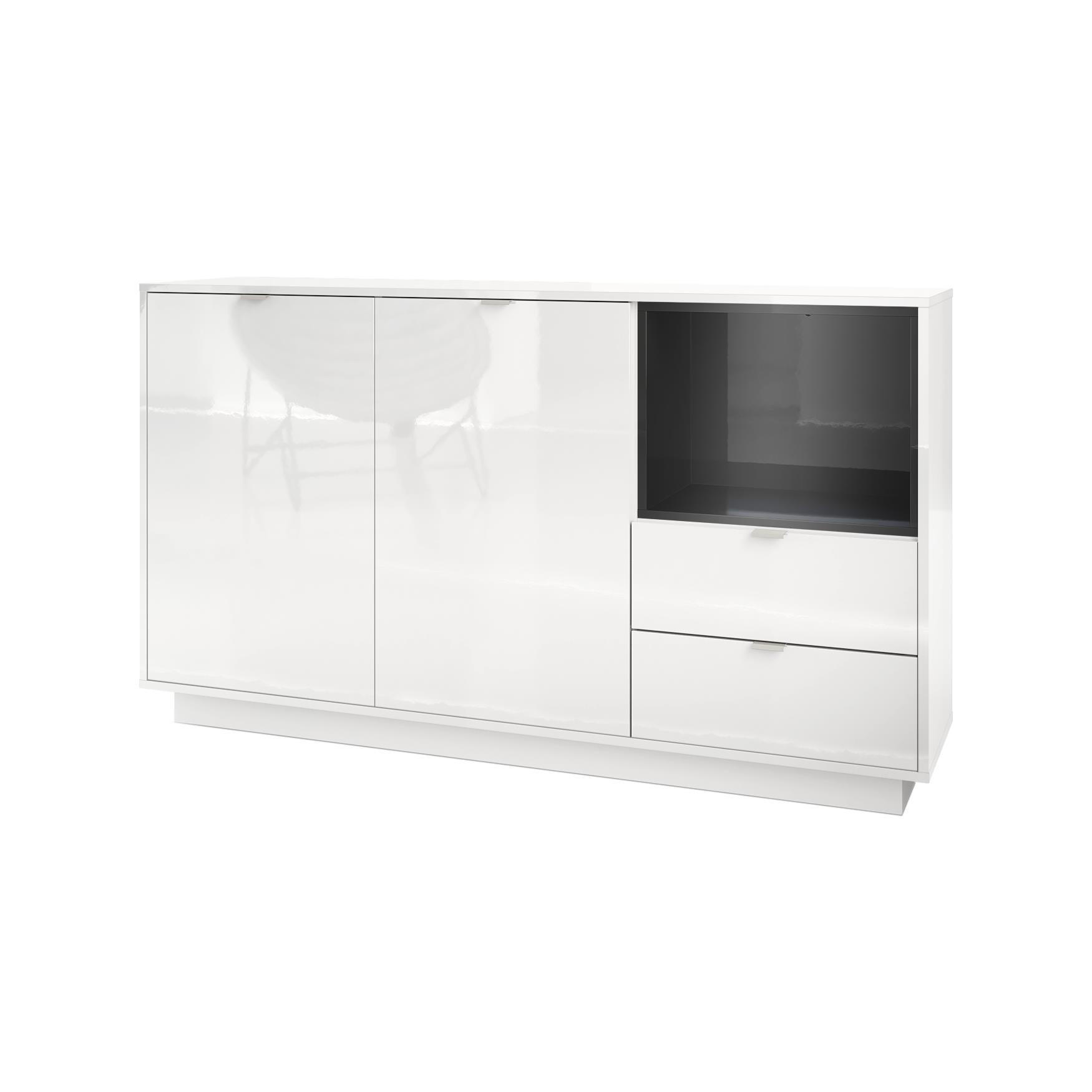 Vladon Sideboard Schwarz Hochglanz 153x88x38 cm