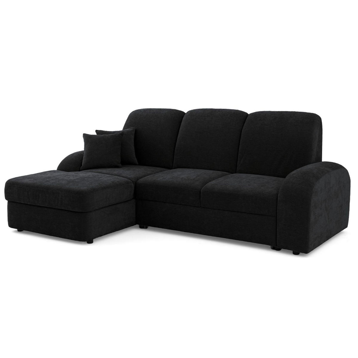 ECKSOFA VIBE S Links mit Schlaffunktion 130x202 Chenille Anthrazit - Anthrazit/Schwarz, Holz/Kunststoff (250/160cm) - Muffo