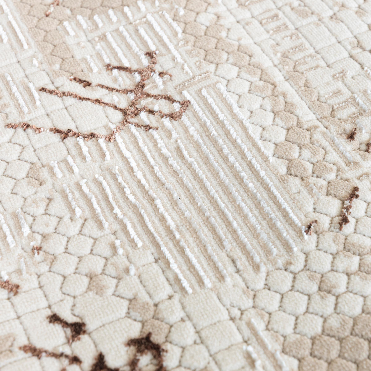 MAZOVIA TEPPICH UD30A - Braun, Creme - 80 x 150 cm - Creme/Braun, Textil (80/150cm) - Mazovia