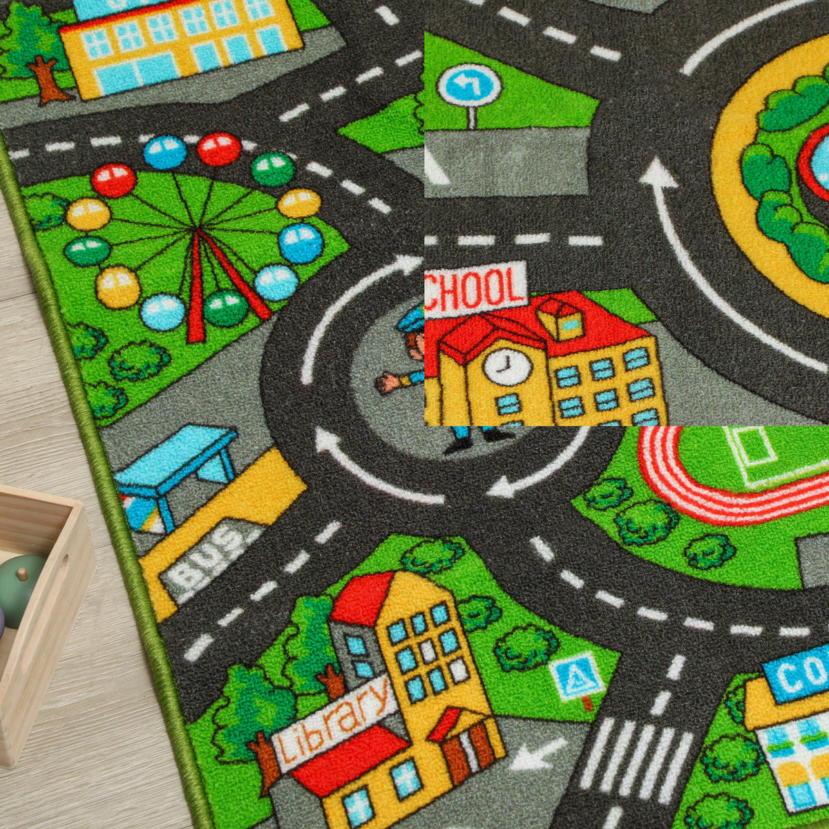 KRABBELMATTE DE-10866 160x100x0,5 cm rutschfest Stadtmotiv Grau - Grau, Textil (100/0.5/160cm) - ComfortXL
