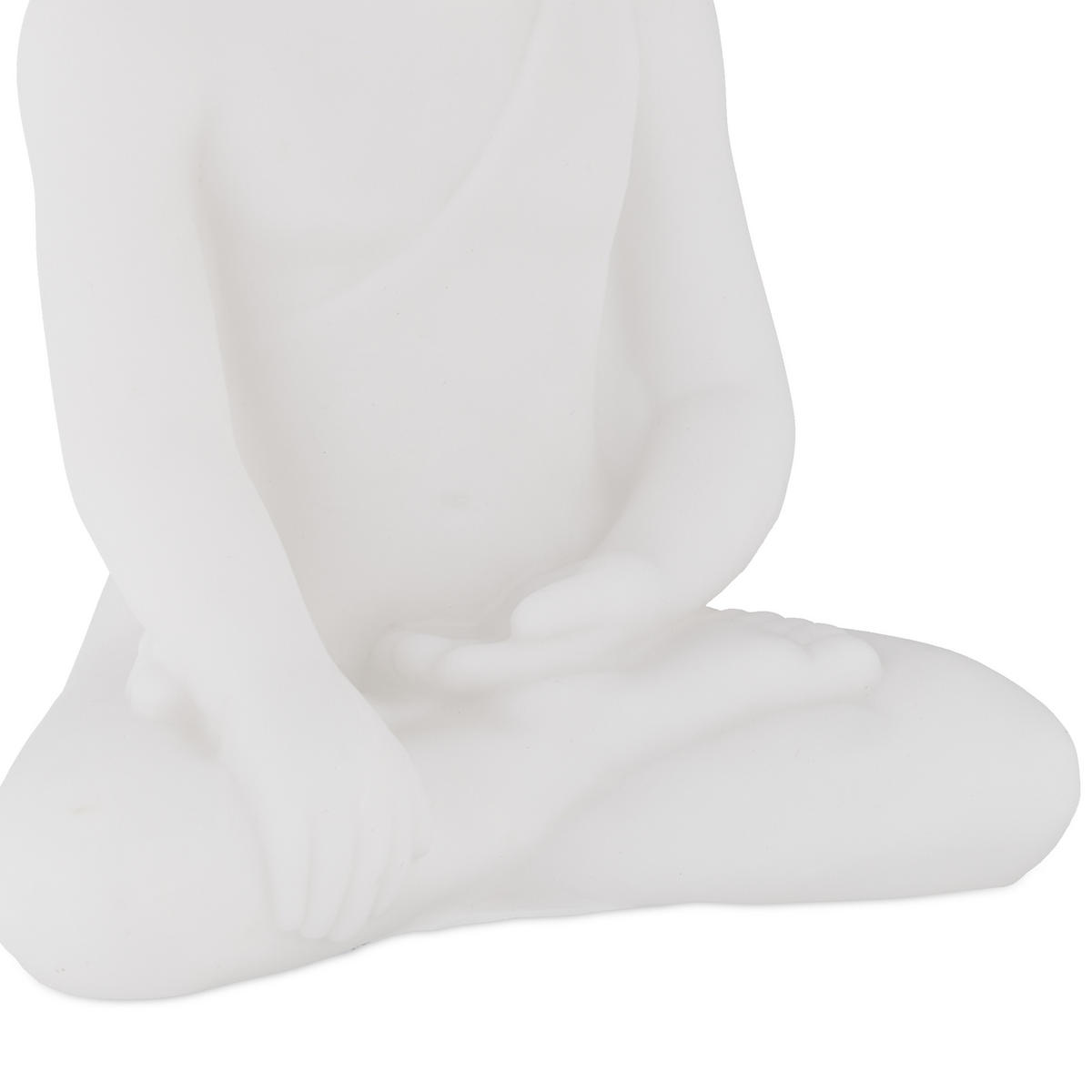 BUDDHA-FIGUR - Weiß, Kunststoff (11.5/17/8cm) - Relaxdays
