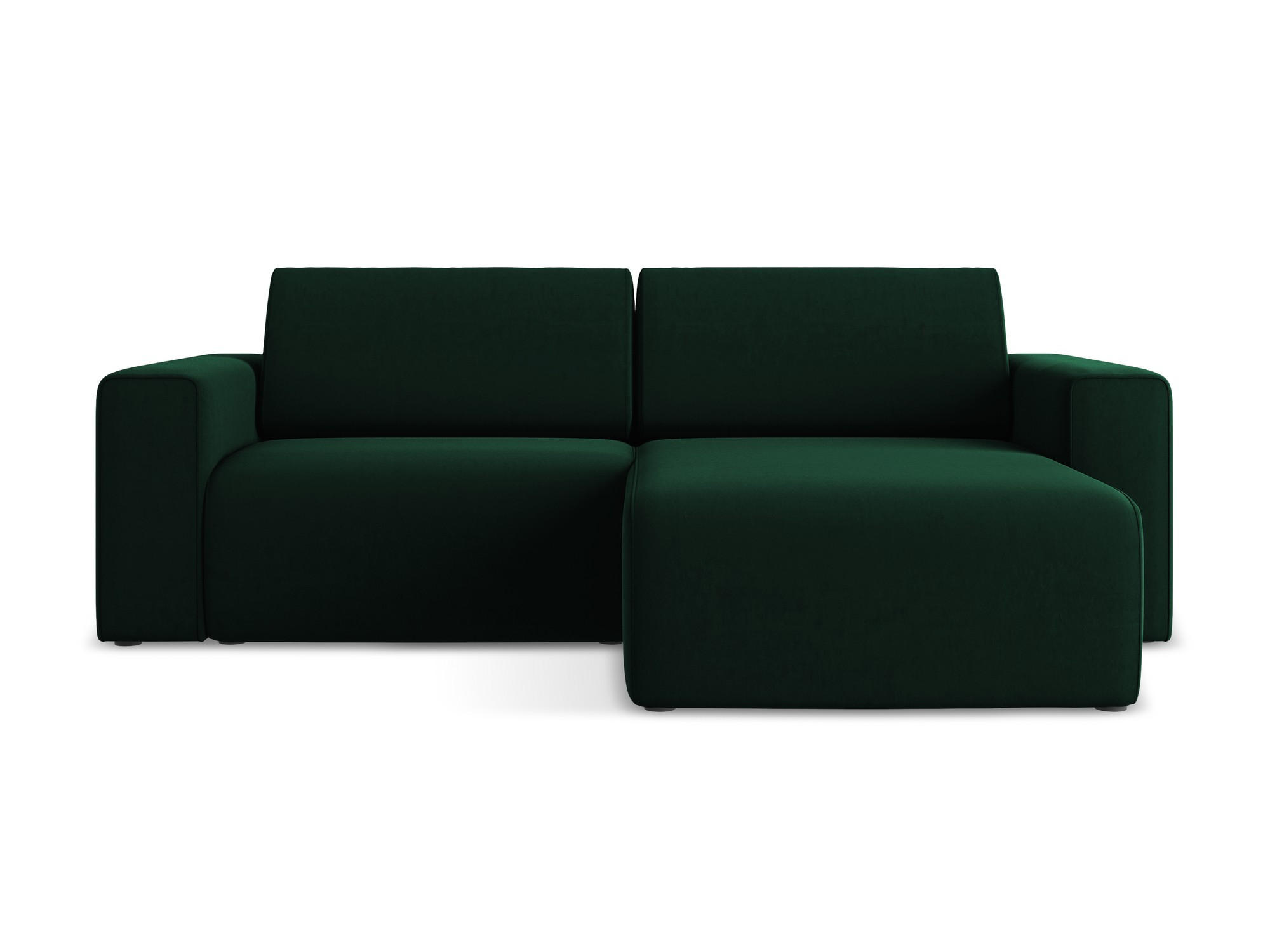 ECKSOFA Rechts Samt Stoff Grün - Blau/Dunkelgrün, Kunststoff/Textil (224/167cm) - Makamii