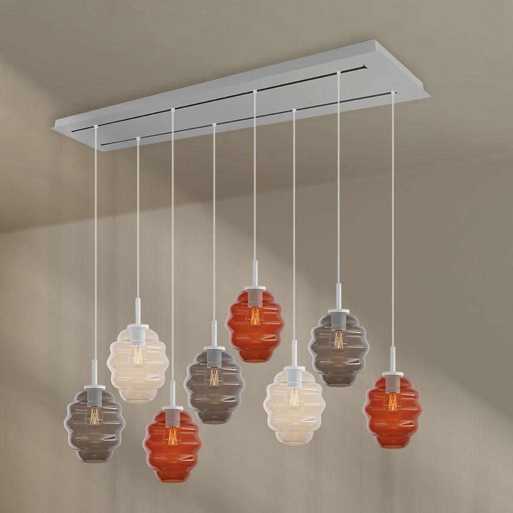 HÄNGELEUCHTE Echos 8-flammig Mehrfarbig Ø 18cm - Multicolor/Weiß, Glas (18/18/20cm) - s.luce