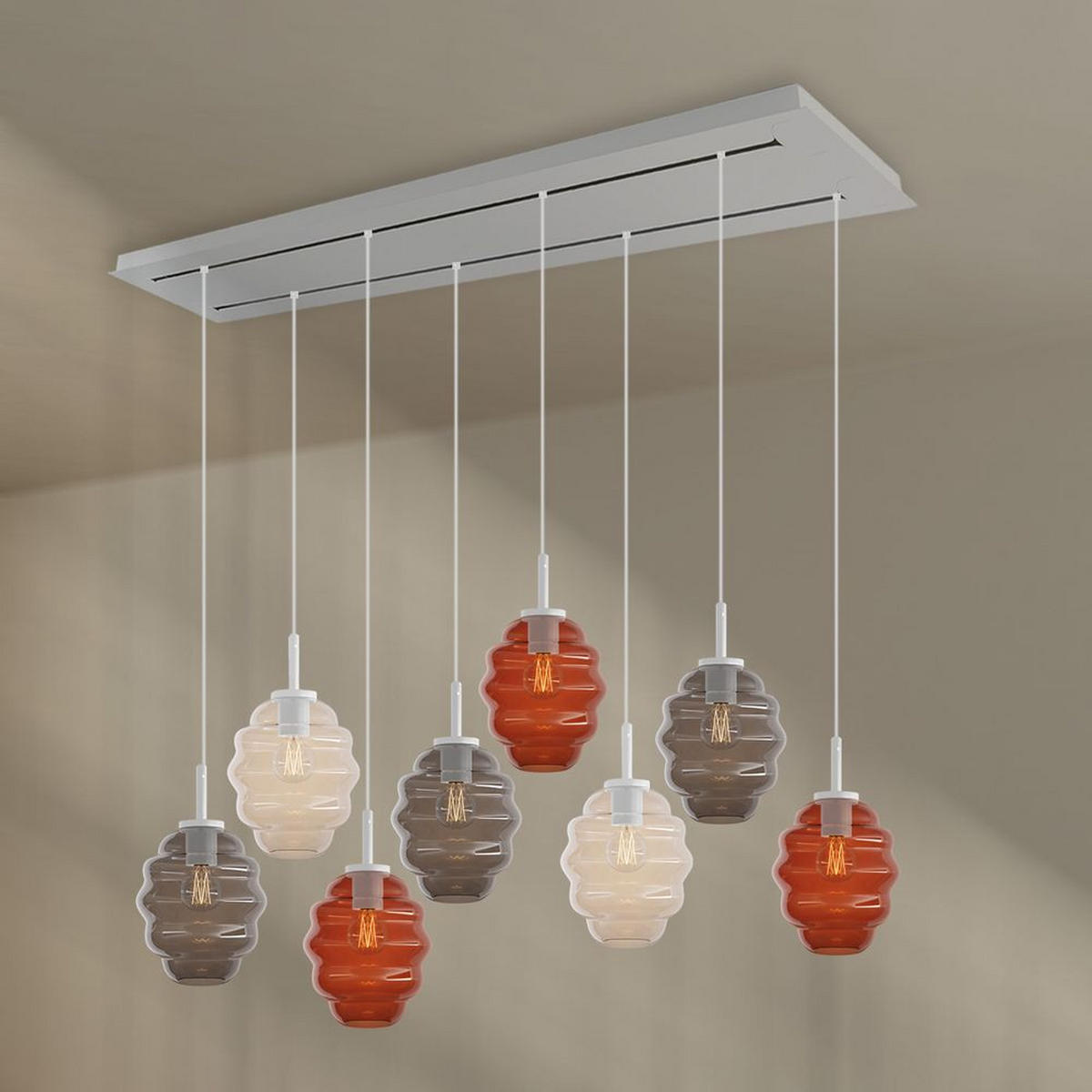 HÄNGELEUCHTE Echos 8-flammig Mehrfarbig Ø 18cm - Multicolor/Weiß, Glas (18/18/20cm) - s.luce