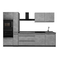 KÜCHENZEILE R-Line, Beton/Anthrazit, 310 cm Arbeitsplatte Anthrazit - Anthrazit/Grau, Holzwerkstoff (310/206.8/60cm) - Vicco