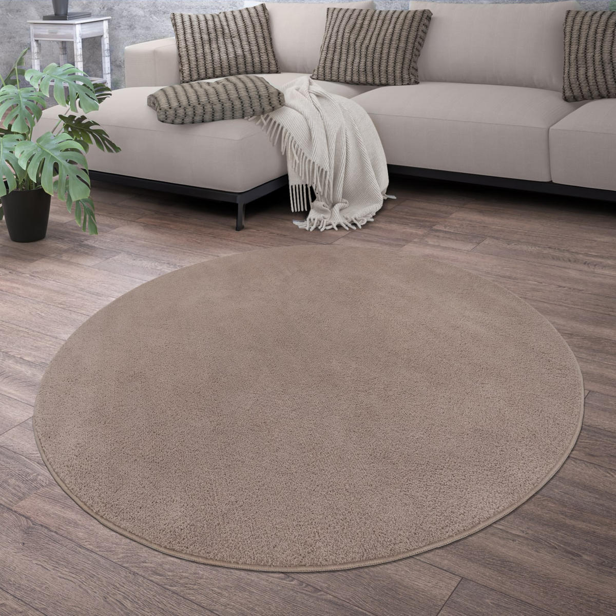 FLACHWEBETEPPICH Taupe Ø 200 cm - Taupe, Kunststoff (200/200cm) - TT Home