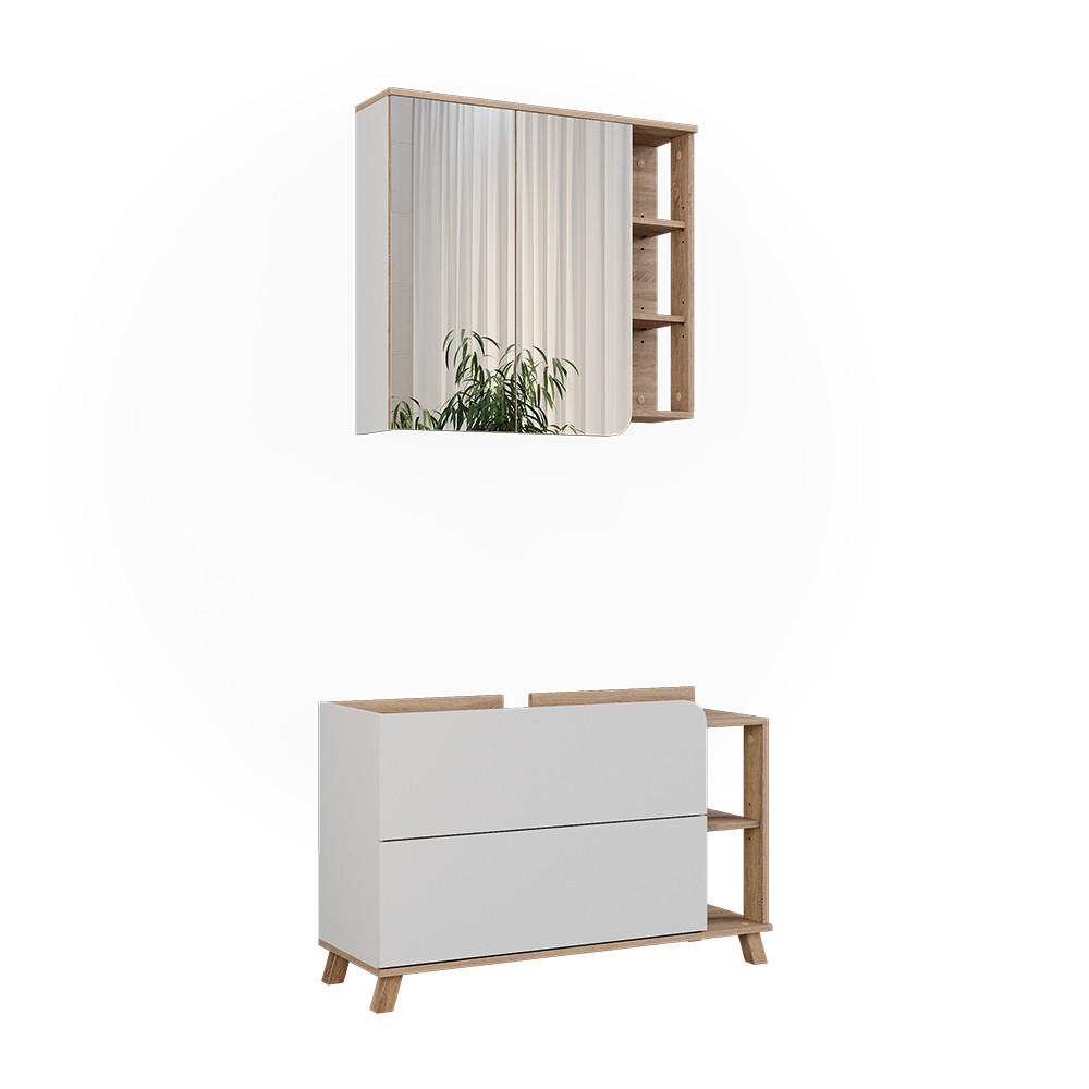 KOUPELNOVÝ NÁBYTEK Karen Sonoma/bílá - bílá/Sonoma dub, kompozitní dřevo (100/65/35cm) - Vicco