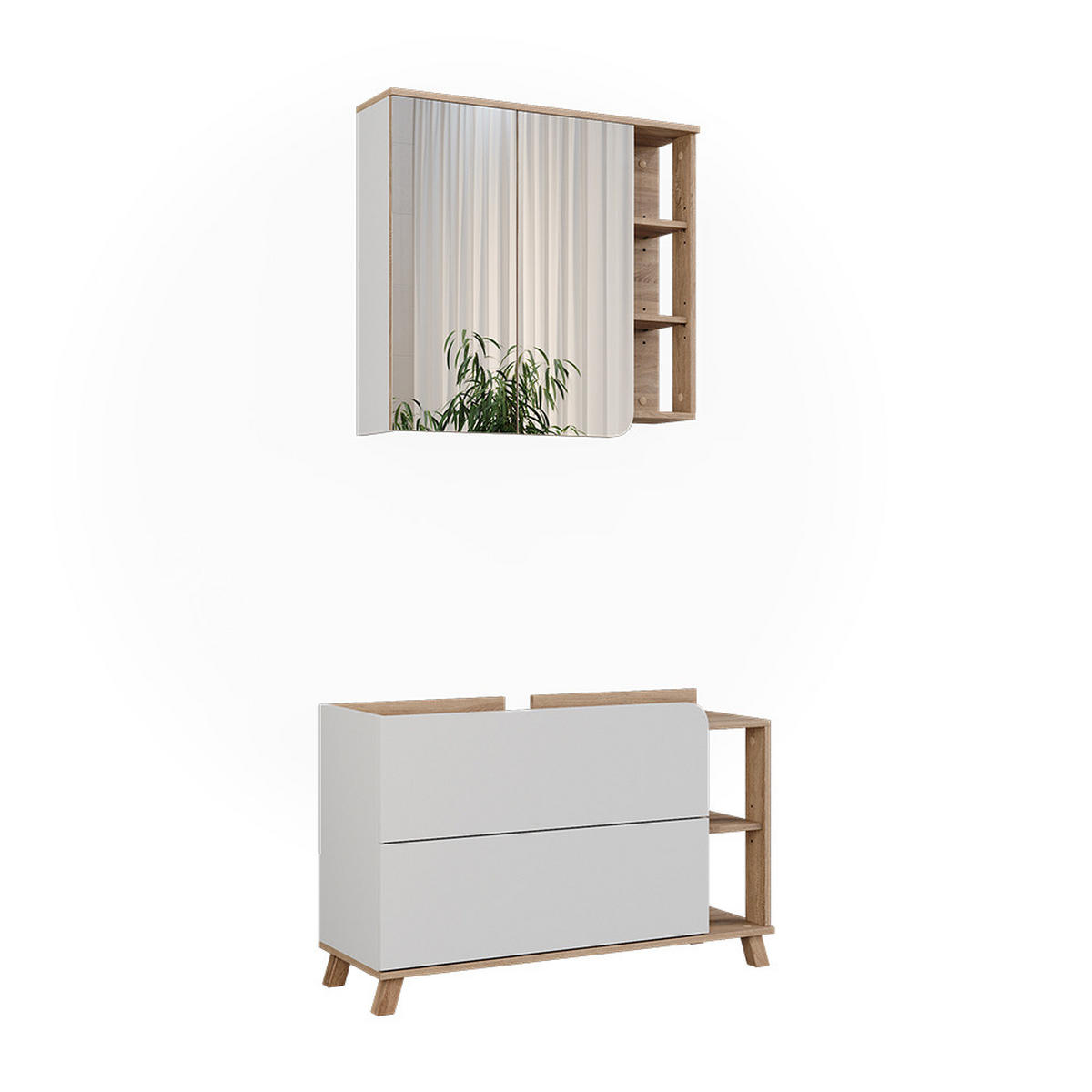 KOUPELNOVÝ NÁBYTEK Karen Sonoma/bílá - bílá/Sonoma dub, kompozitní dřevo (100/65/35cm) - Vicco