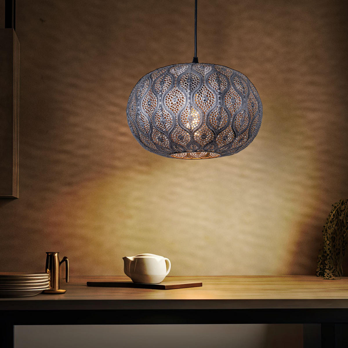 LED HÄNGELEUCHTE Metall Silber - Silberfarben, Metall (30/30/120cm) - Globo Lighting