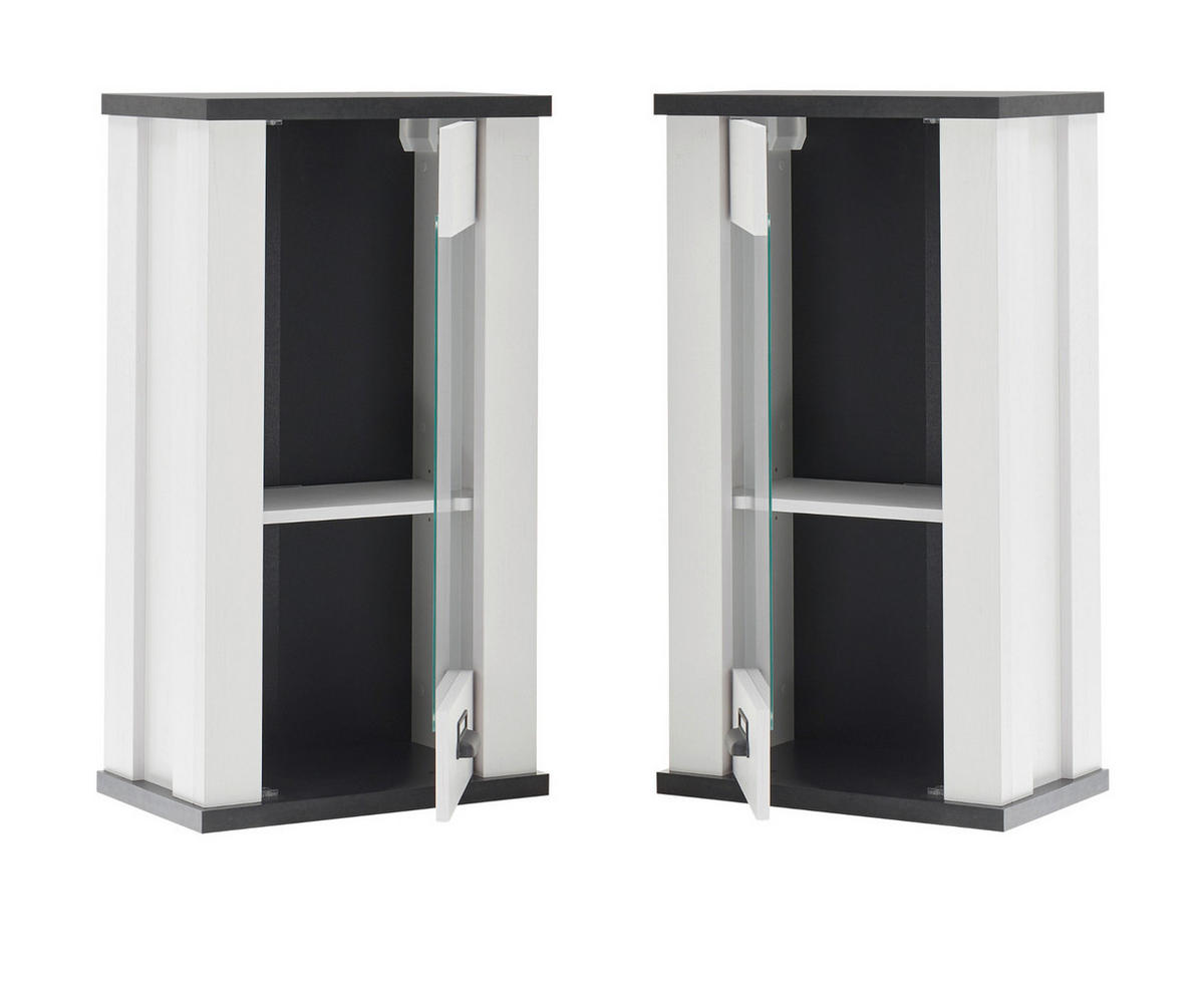 KÜCHE-HÄNGESCHRANK weiß Pinie, anthrazit Landhaus, Küchenschrank hängend mit Soft-Close - Anthrazit/Schwarz, Glas/Holzwerkstoff (50/90/31cm) - Furn.Design