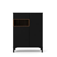 SIDEBOARD Ringe Schwarz 89/37/119 cm - Schwarz, Holzwerkstoff (89/119/37cm) - ebuy24
