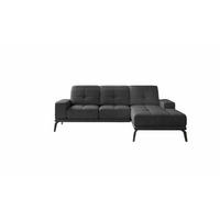 ECKSOFA mit verstellbaren Rückenlehnen und verstellbaren Kopfstützen - Dunkelgrau/Schwarz, Textil/Metall (198/265cm) - Eltap