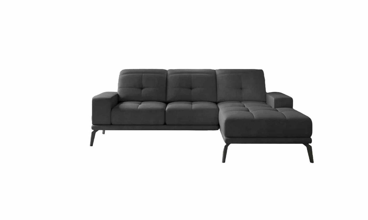 ECKSOFA mit verstellbaren Rückenlehnen und verstellbaren Kopfstützen - Dunkelgrau/Schwarz, Textil/Metall (198/265cm) - Eltap