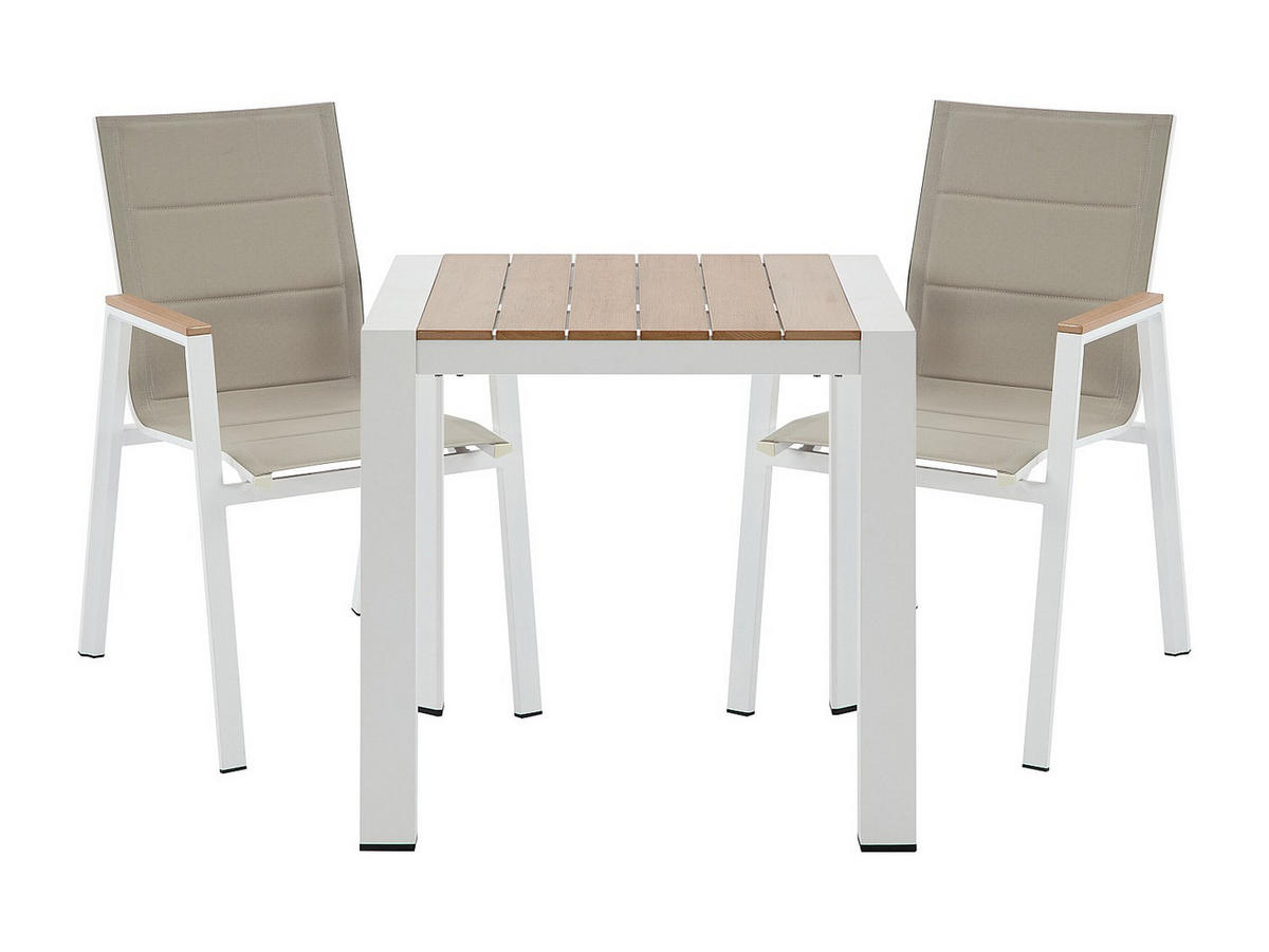 GARTENESSGRUPPE im Set - 2 -Sitzer - Aluminium - naturfarben hell, weiß - LIOUS - Naturfarben, Metall - Vente-Unique