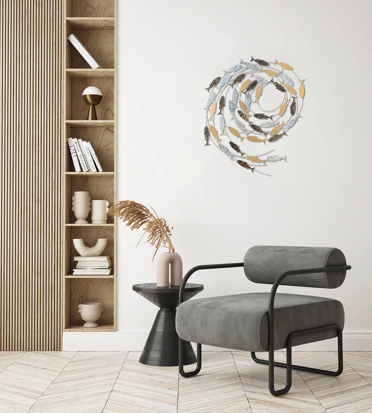 WANDDEKO Gold 78/89 cm - Silberfarben/Goldfarben, Metall (3.5/89/5cm) - KUNSTLOFT