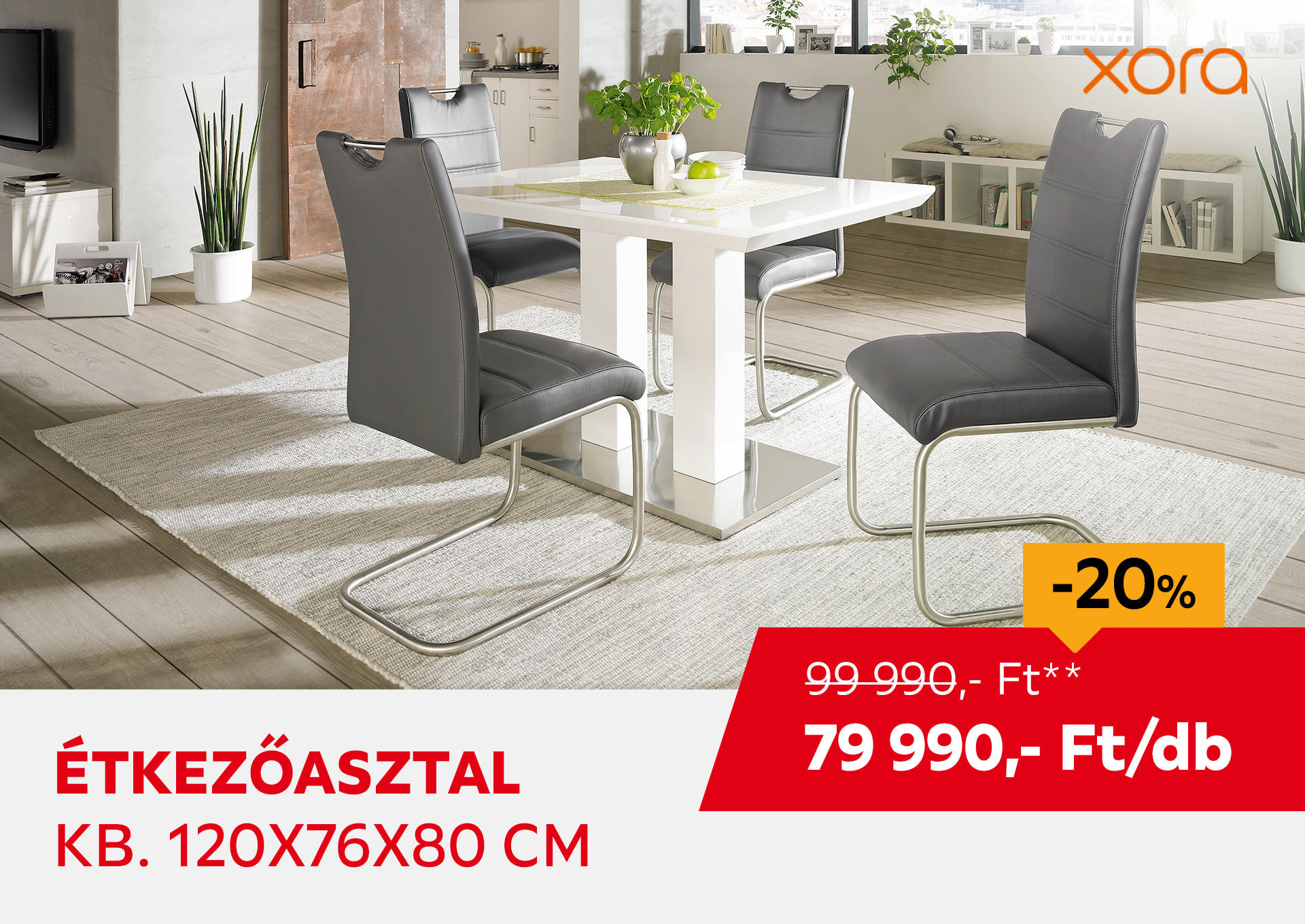 ÉTKEZŐASZTAL KB. 120x76x80 CM Kiemelt termék 99990 Ft.- helyett 79990 Ft.-