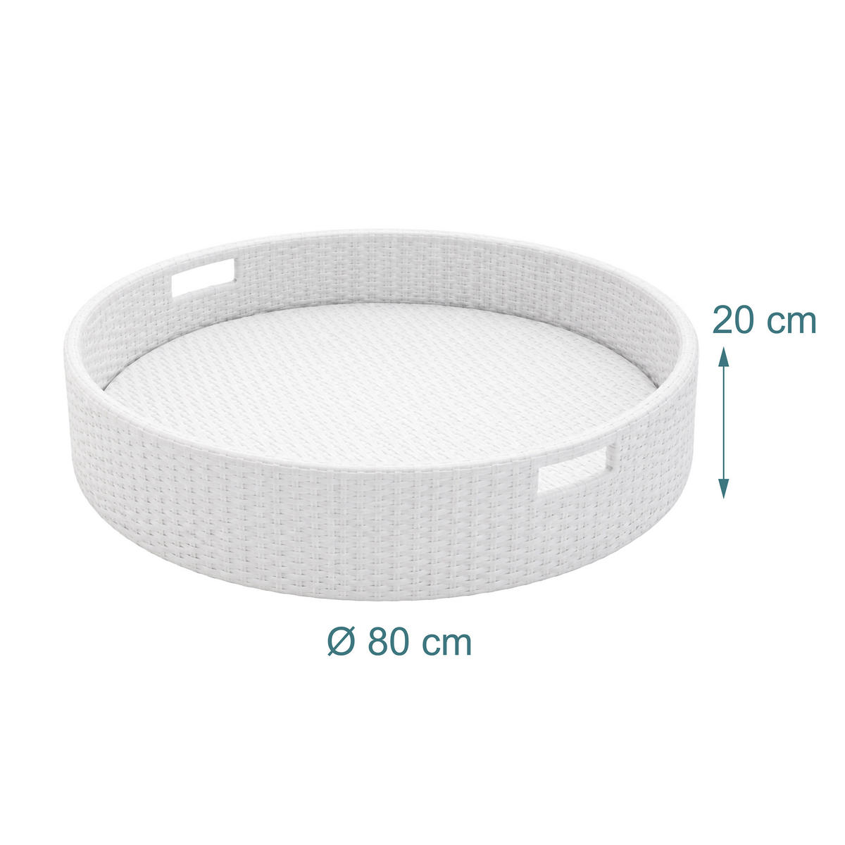 SERVERINGSBRICKA vit flytande PE rotting 80 cm - Vit, Textil/Metall (80/20/80cm) - Relaxdays