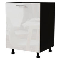 KÜCHENUNTERSCHRANK Essen D1D/60 Weiß Hochglanz / Schwarz Matt 60 / 50 / 82cm - Weiß Hochglanz/Schwarz, Holz/Holzwerkstoff (60/82/50cm) - Feldmann-Wohnen