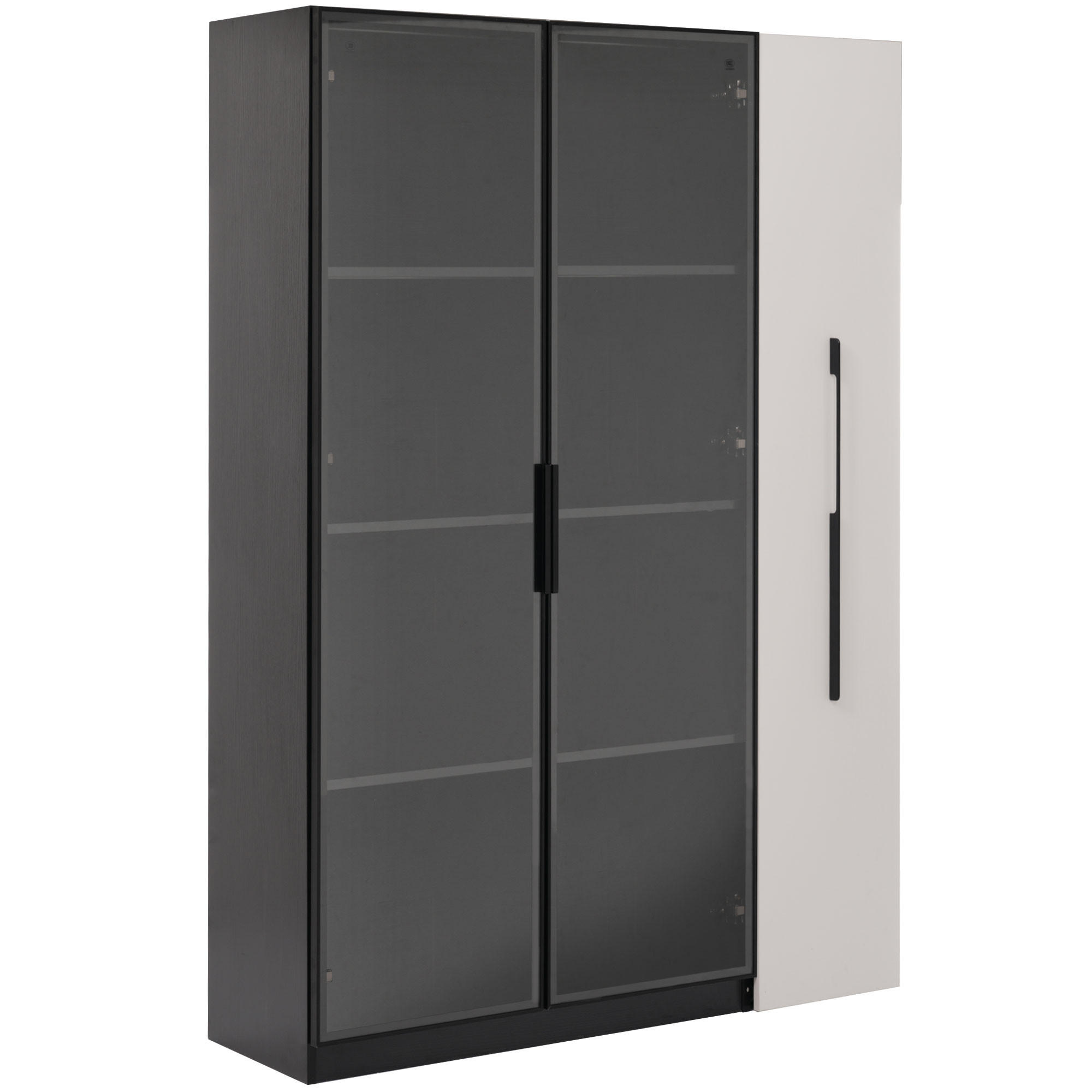 VITRINE Schwarz-Weiß 110,5/35/160 cm - Schwarz, Holzwerkstoff (110.5/160/35cm) - PANGIVO