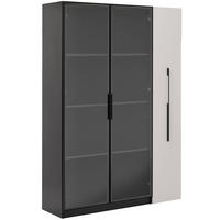 VITRINE Schwarz-Weiß 110,5/35/160 cm - Schwarz, Holzwerkstoff (110.5/160/35cm) - PANGIVO